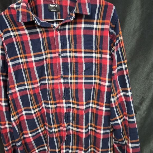 Hurley, long sleeve button up flannel T-shirt size men's large. - Picture 8 of 11
